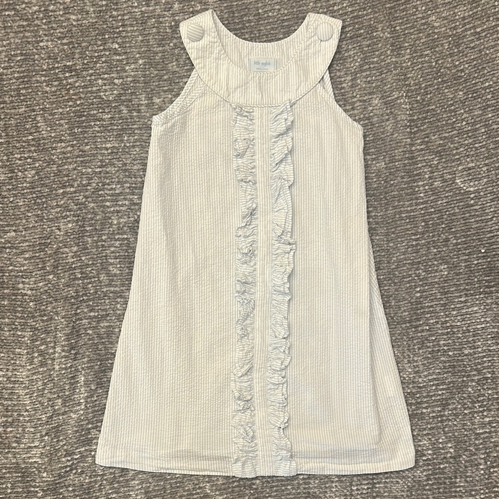 EUC Little English blue seersucker ruffle dress size 5